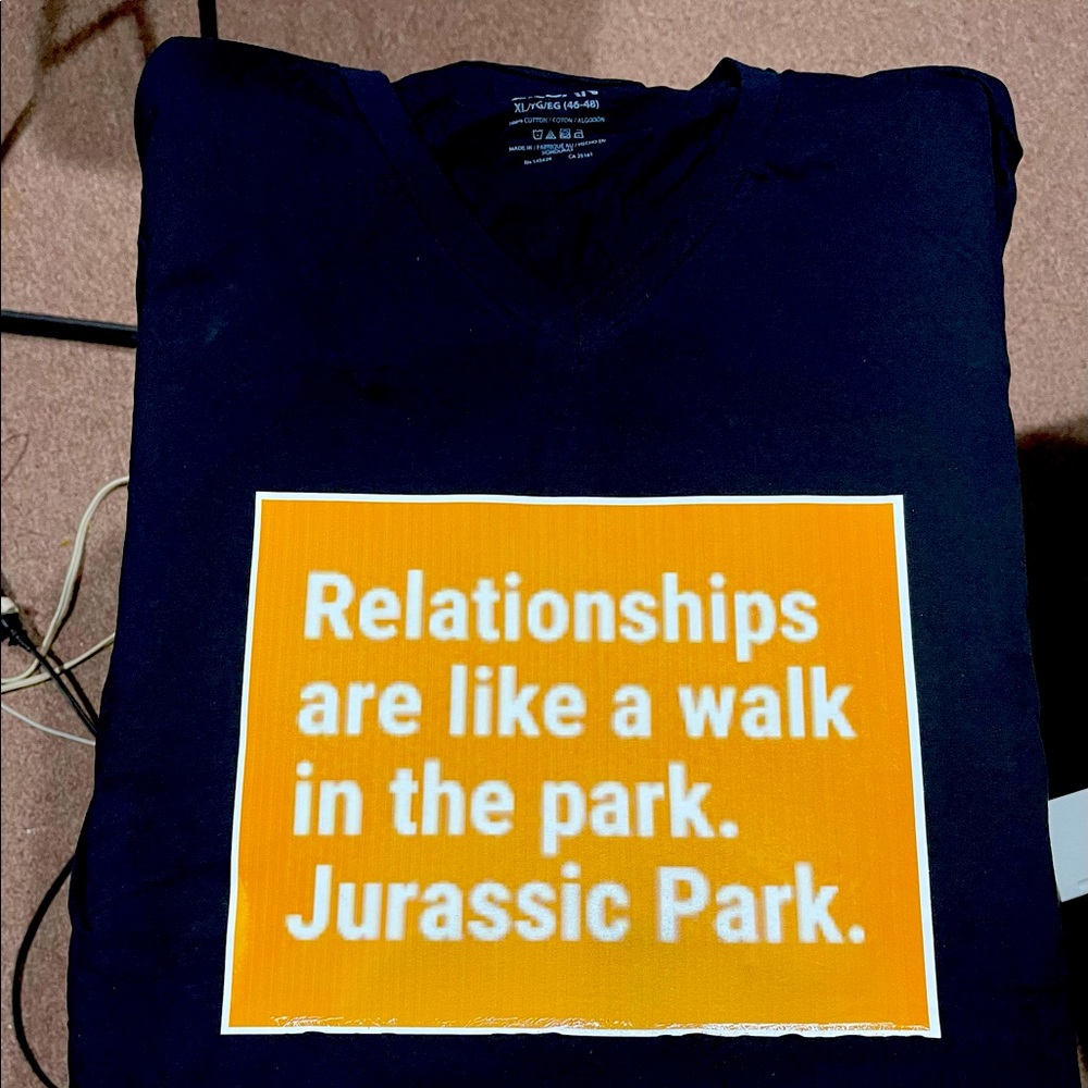 1xl Men’s Black & orange T-shirt 100 percent Cotton with Design. .